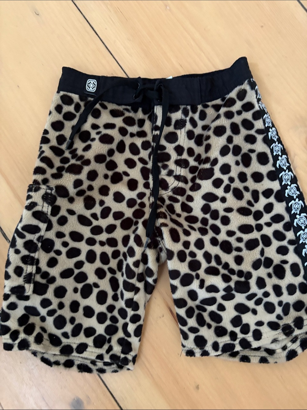 Kids Leopard Print Swim Trunks in Beige and Black- size 22